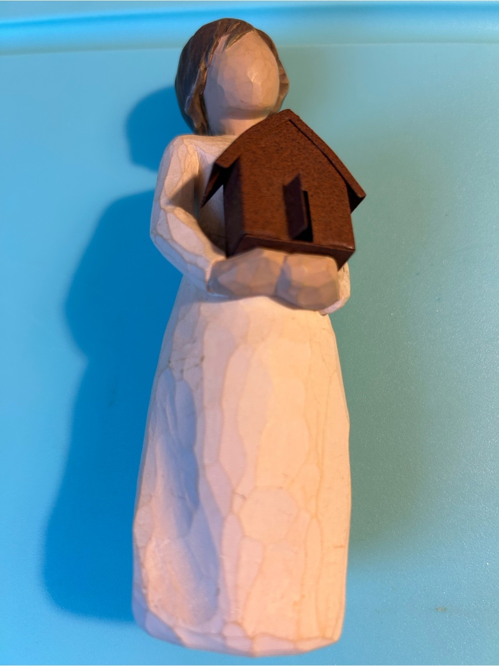 Willow Tree Cream Figurine Holding Brown House